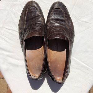 Used Harold Powell croc embossed loafers.